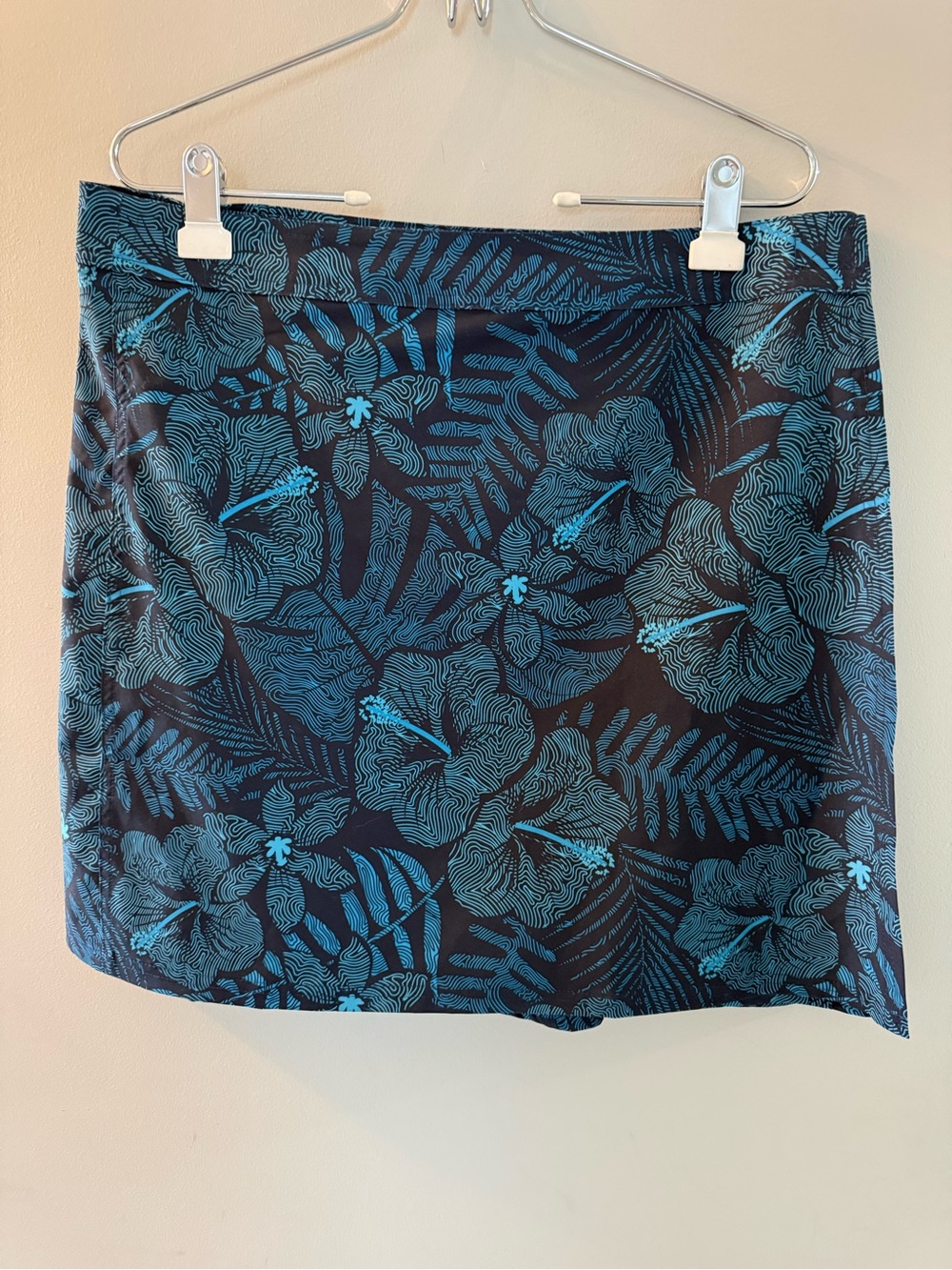 RIPSKIRT HAWAII Blue Floral Print Women’s Skirt, L